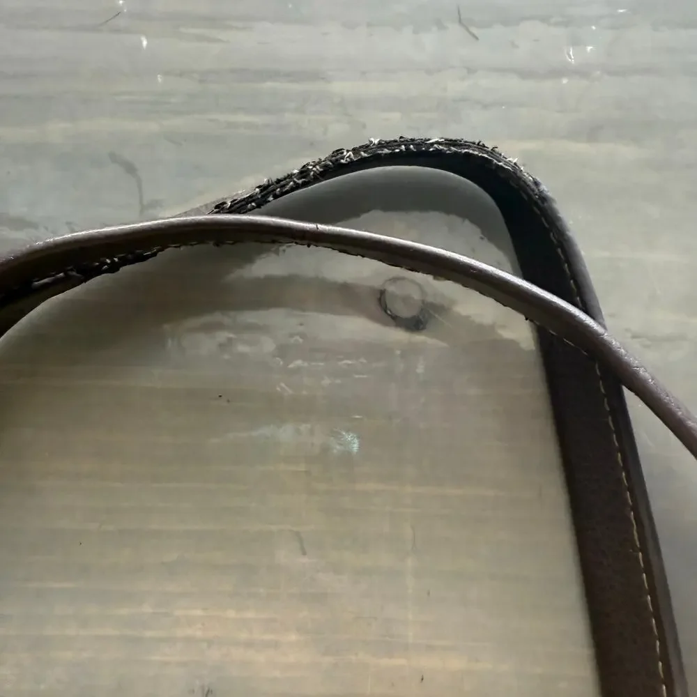 New York & Company Tan Brown Monogram Print Shoulder Tote Bag Purse